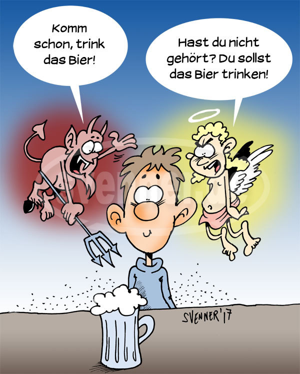 Cartoon Die zwei Stimmen