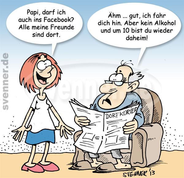 Cartoon Facebook und Eltern