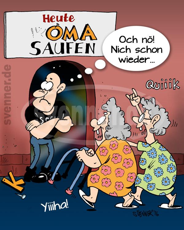 Cartoon Oma-Saufen